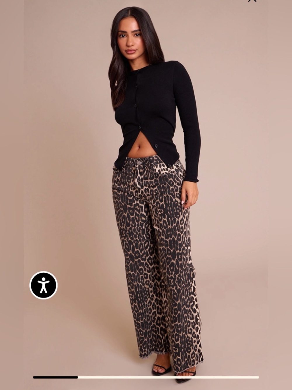 Brown Leopard Wide Leg Jean size 12